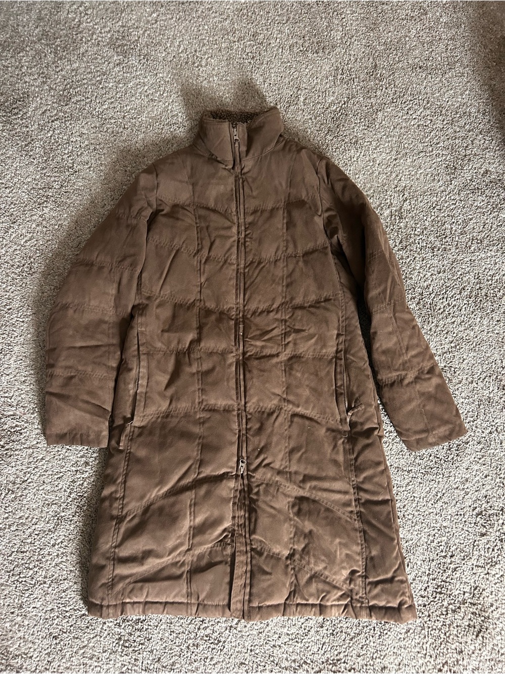 L.L. Bean Women's Brown Quilted Long Puffer Coat